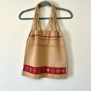 Mexican Artesania Embroidered Fabric Beach Bag Boho Style